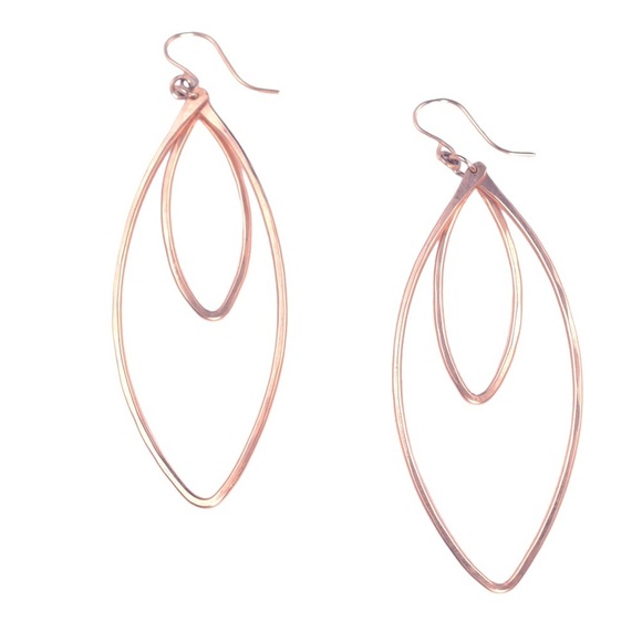 Nashelle Jewelry - Nashelle 14k Rose Gold-Fill Double Marquise Drop Earrings - 3.5" drop